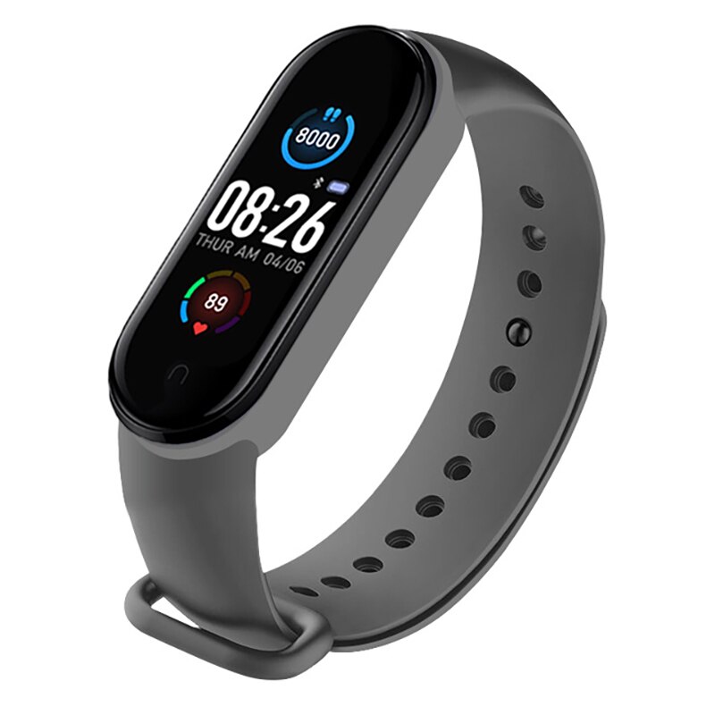 M5 Smart Band Fitness Trcker Sport Bracelet Pedometer Heart Rate Blood Pressure Bluetooth Health Wirstband Weather Smartwatch: Dark Grey