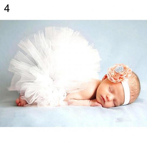 Pasgeboren Baby Meisjes Mesh Strik Tutu-Jurk Prinses Rok Babies Accessoires Pasgeboren Fotografie Props Baby Shower: WHITE