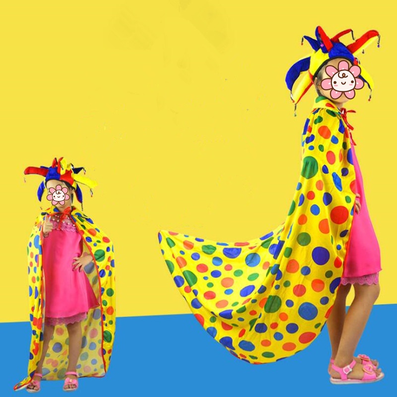 Circus Clown Cloak Children Adults Clown Dot Cloak Cape Carnival Masquerade Party Cosplay Costume Accessories Christmas