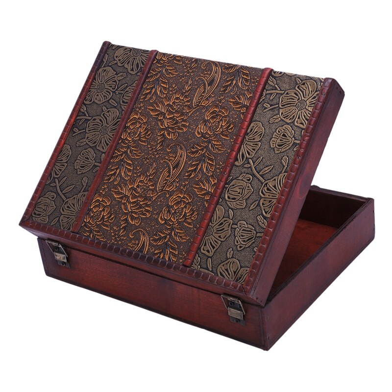 Caja de madera para guardar joyas, caja grande de madera Vintage con cerradura de Metal, de boda, embalaje, decoración Manual para escritorio