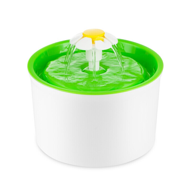 1.6L Automatic Pet Cat Water Fountain Drinking Mute Flower Water Dispenser with Filters Dog Cat Health Caring Drinker Product: Green