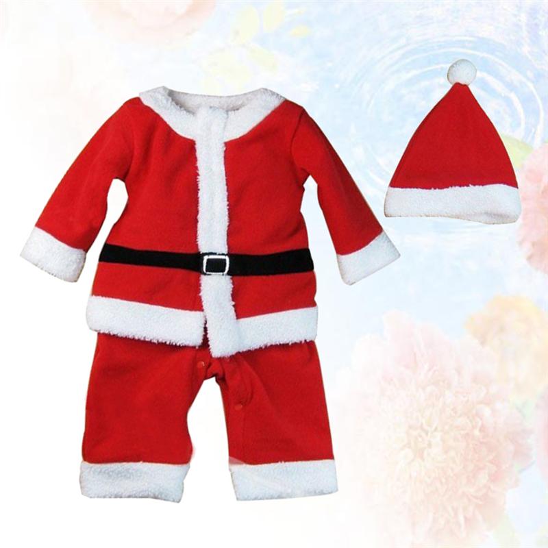 Søde børn jul julemanden jakkesæt fest påklædt tøj jule-tema cosplay kostume med hat til dreng (rød 140cm)