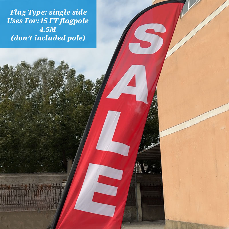 Grote vlag met gebogen vorm, promotionele vlag voor buiten, geschikt voor 15ft vlaggenmasten, dubbelzijdig reclamebord, windbestendige vlag met veermotief: Wit