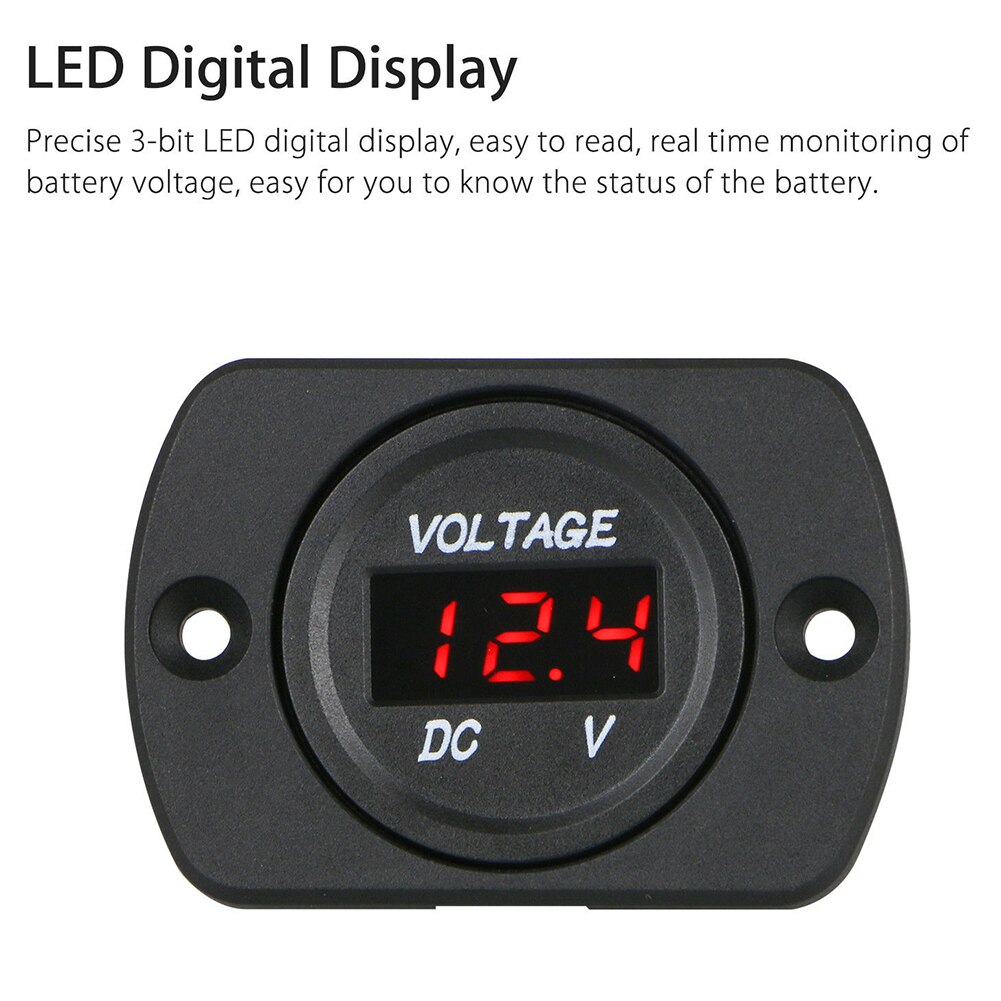Voltmeter Car Motorcycle Portable Durable Battery Gauge Easy To Use Universal Led 12-24V Digital