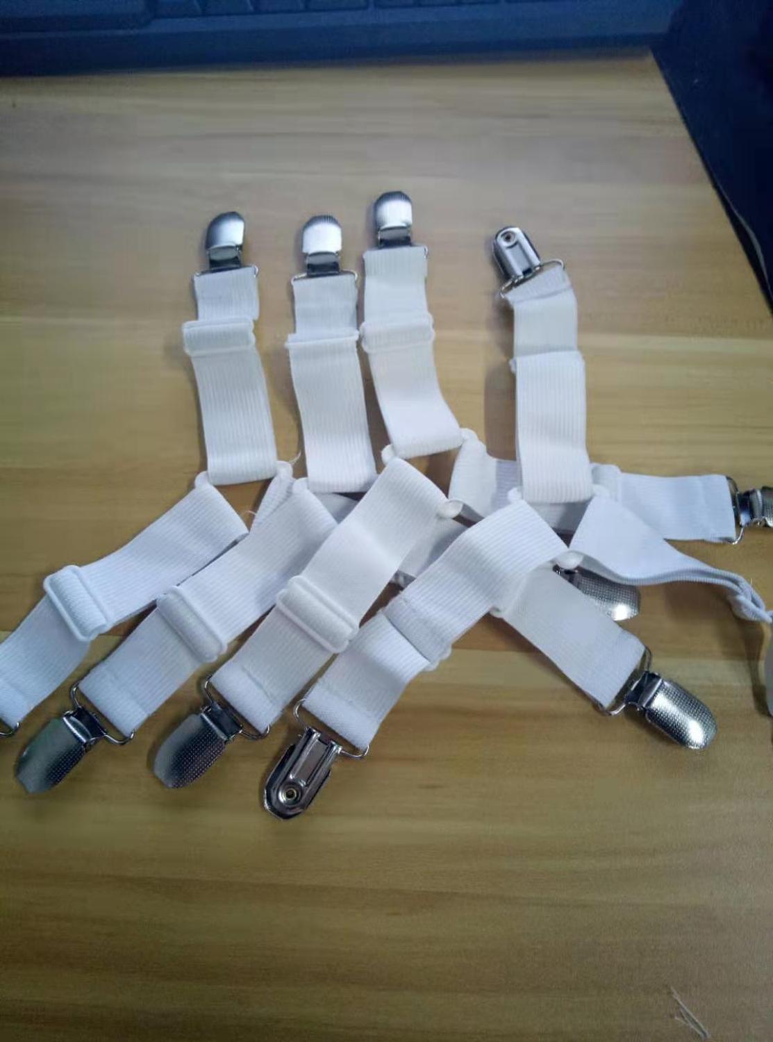 4 stuks Verstelbare Elastische Matrashoes Hoek Houder Clip Bed Sheet Fasteners Bandjes Grijpers Jarretel Koord Haak Loop Sluitingen: 3 head White 4pcs