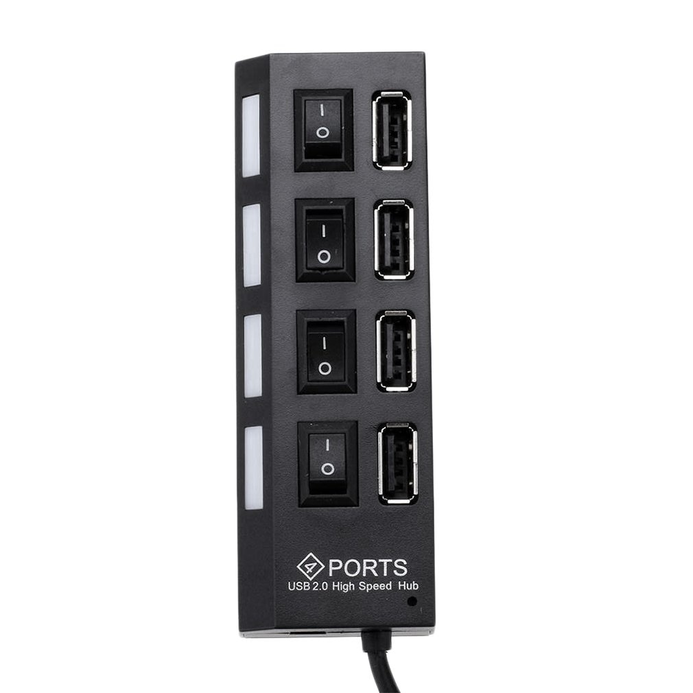 High Speed 4 Port USB 2.0 External Multi Expansion Hub ON OFF for Switch