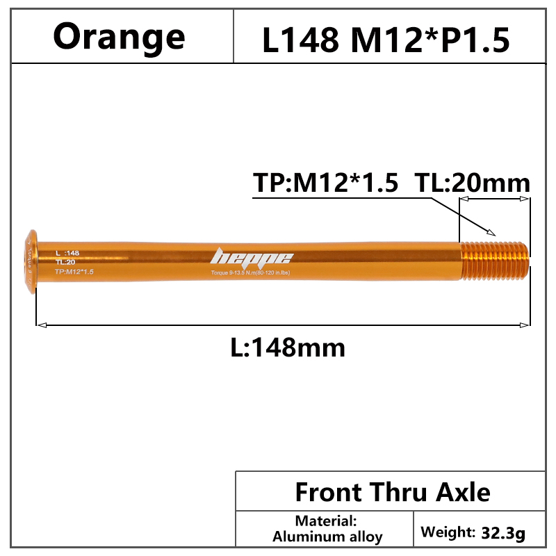 HEPPE MTB Rennrad Ultraleicht Steckachse Vorderradgabel Welle Spieß 12x100/110 Hinterradnabe Steckachse 12x142 12x148 Orange Steckachse: MULTI