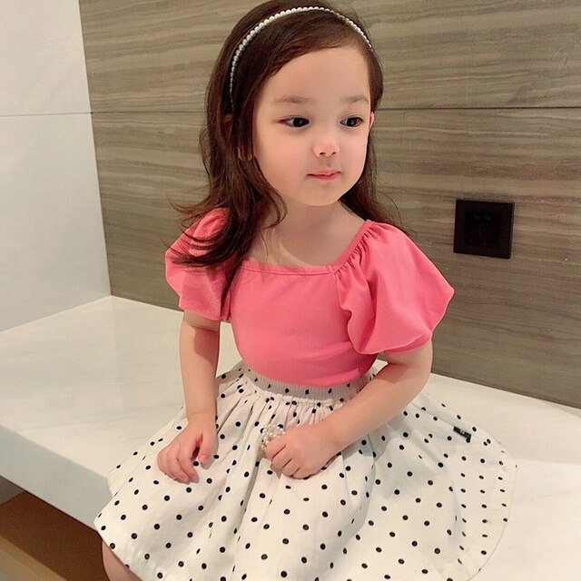 Meisjes Kinderkleding Vierkante Hals Puff Mouwen T-shirt Zomer Dunne Baby Losse Top P6232: 3 / 18m