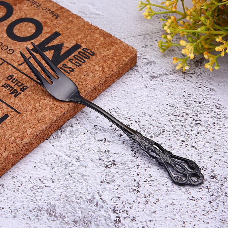 Vacclo 1pc Stirring Coffee Spoon 304 Stainless Steel Cutlery Round Square Shaped Vintage Dessert Spoon Fork Kitchen Accessories: B4