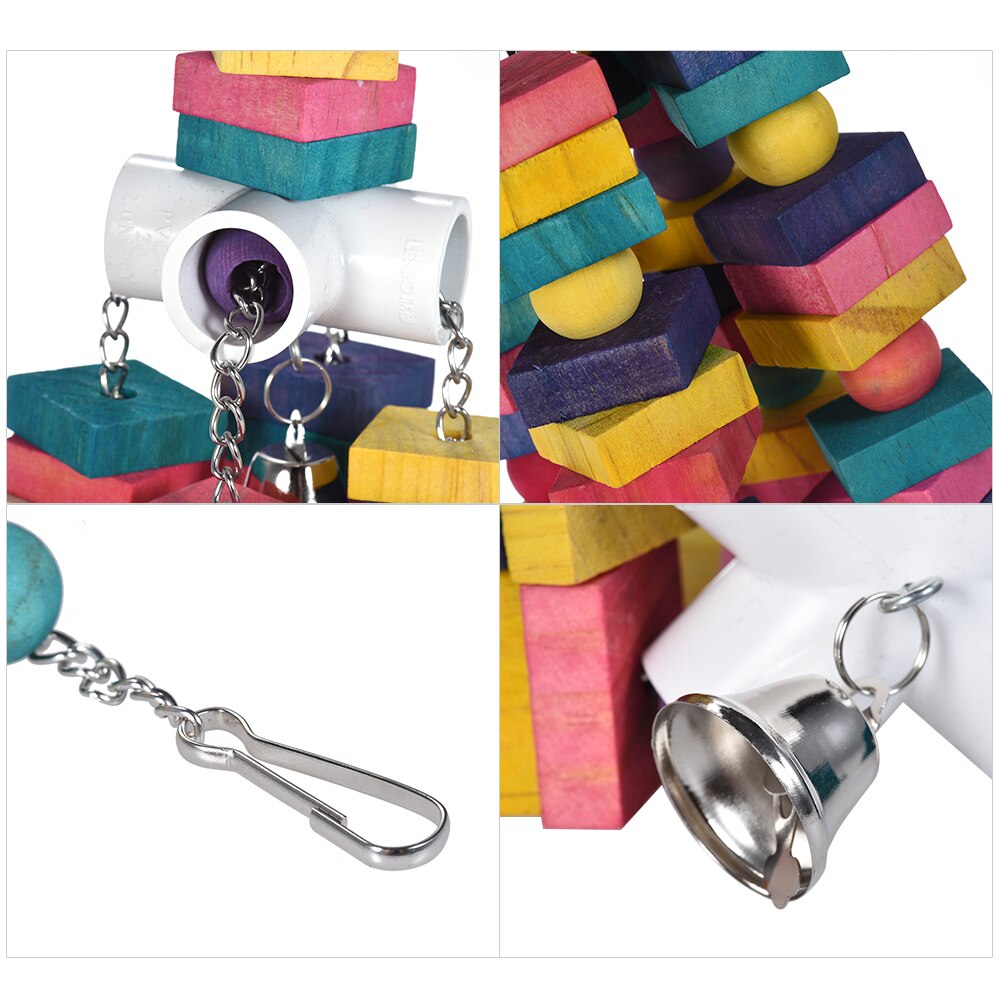 Vogel Speelgoed 32 cm/12.6in Kleurrijke Huisdier Vogel Kauwen Toy Papegaaienkooi Knopen Blok Natuurlijke Hout Papegaai Speelgoed