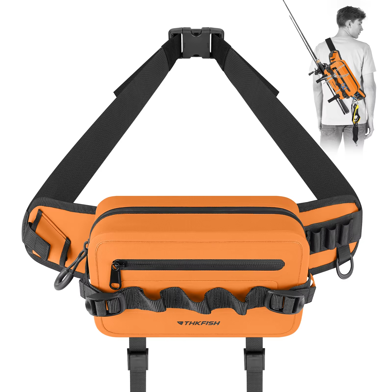 Bolsa de pesca verde multifuncional, bolsas para aparejos de pesca, almacenamiento de señuelos de peces, riñonera, bolsa para caña de pescar, mochila negra impermeable