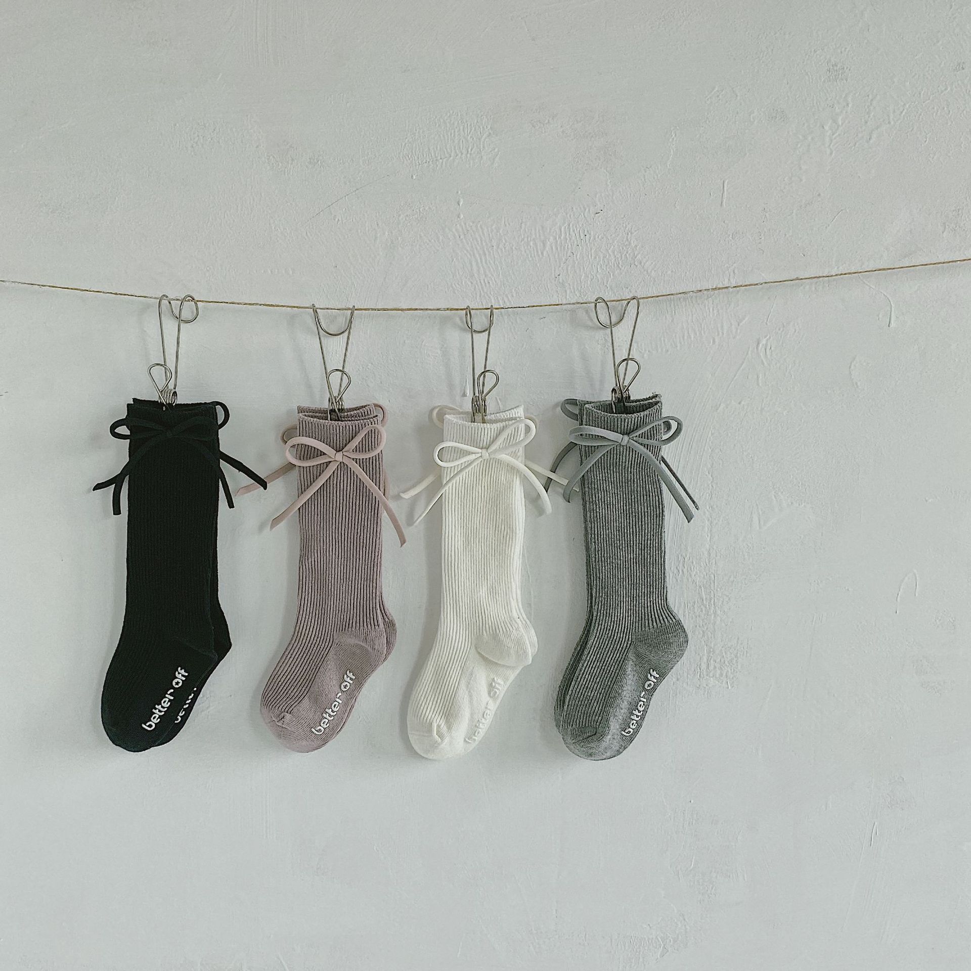 Ulknn 2020 algodão meias de comprimento para crianças outono inverno moda meninas bonito arco antiderrapante crianças casuais 4 pares conjuntos 1-8 anos de idade