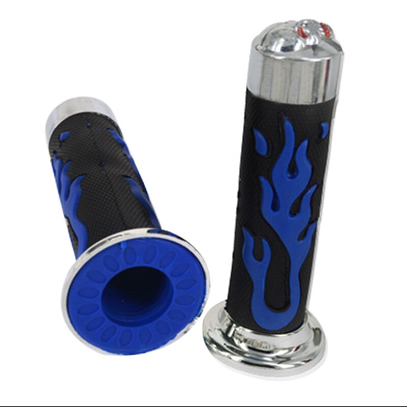 5 colors 22/24mm Universal Fire Model Skull Colorful Skeleton Rubber Motorcycle Handle Bar Grips Scooter Handlebar For Honda: Blue-Black