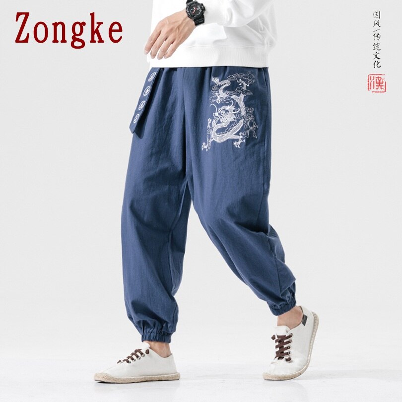 Zongke Drachen Stickerei Hosen Männer Jogger Hosen Männer Hosen Streetwear Jogginghose Harem Hosen Männer Hosen 5XL 2022 Frühjahr Neue