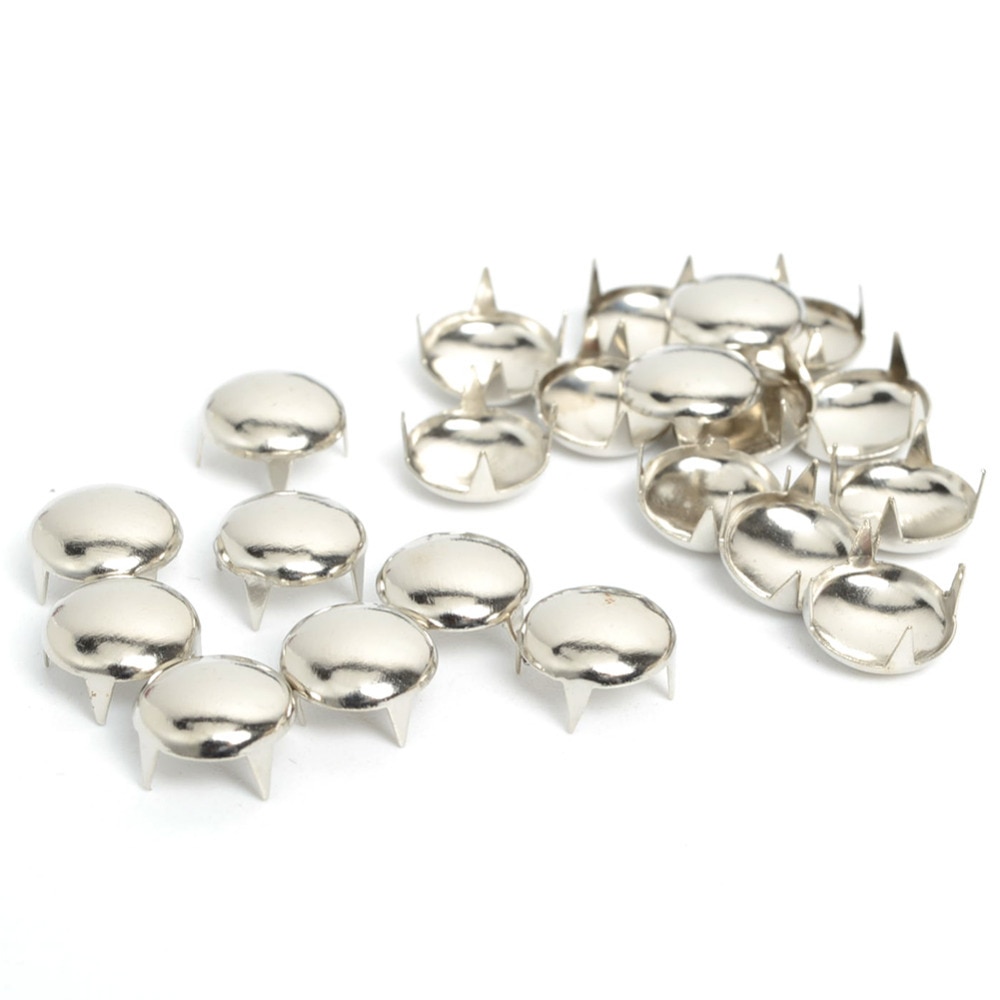 Tachuelas redondas de plata de 10mm, 100 Uds., remaches, manualidades para ropa, remache de costura, accesorios para ropa