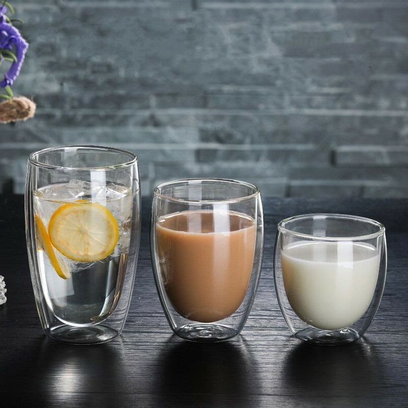 Double Transparent glass coffee cup milk whiskey tea beer double heat resistant cocktail Vodka wine mug Drinkware