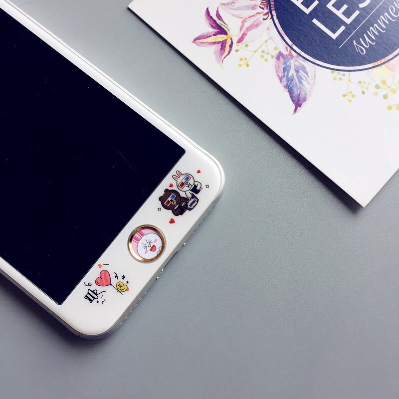 Cartoon Vingerafdruk Knop Kleverige Knop Sticker Voor Iphone Serie Home Button Sticker Protector Ondersteuning Touch Id Covers Film