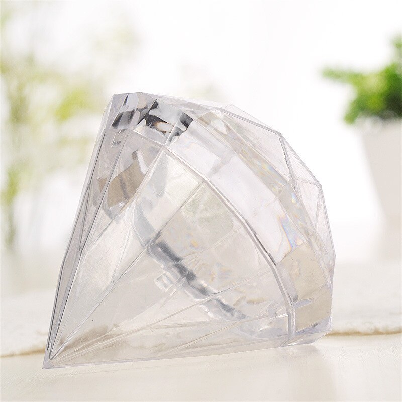 Caja de dulces transparente con forma de diamante, Cajas de de recuerdo para boda, caja de , contenedor de plástico transparente, para decoración del hogar