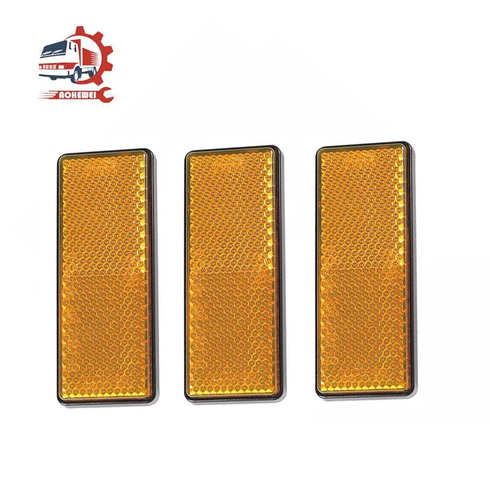 AOHEWEI 3 pcs Self Adhesive Rectangular Reflector Strips for Trailer Carvan Lorry Truck Gate Posts Fence Safety Rear Reflective: Yellow