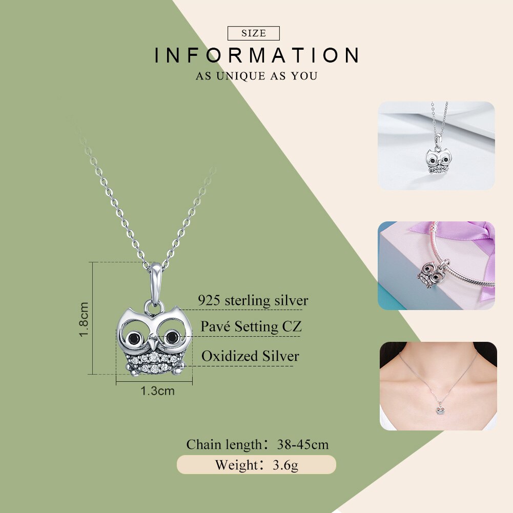 WOSTU di Modo di Marca 925 sterlina d'argento Bella Gufo Pendenti con Gemme E Perle in forma originale Braccialetto di Fascino Europeo Gioielli FAI DA TE Regalo di bene CQC341