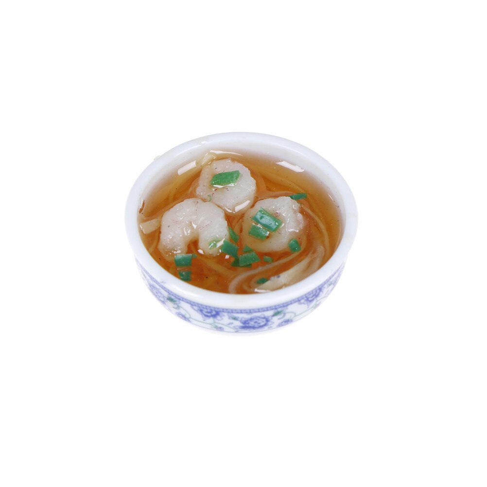 Kinesisk blå og hvid porcelæn madskål mini taske vedhæng simulering madnøgle til dukke nøglering: H 1 stk