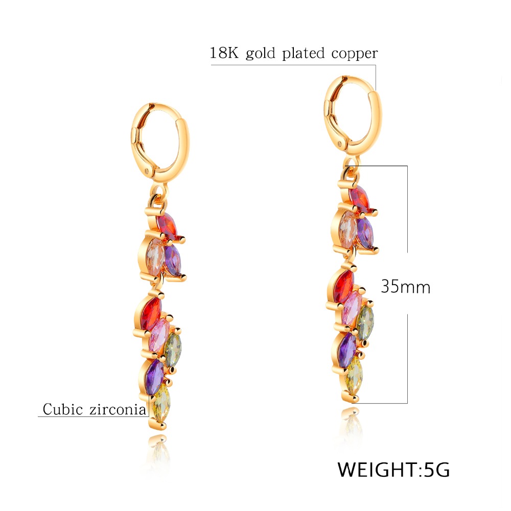 Copper Earring Jackets Wheat Ears Shape Mosaic White/Colour Cubic Zirconia Women's Earring Jewelry EZ020