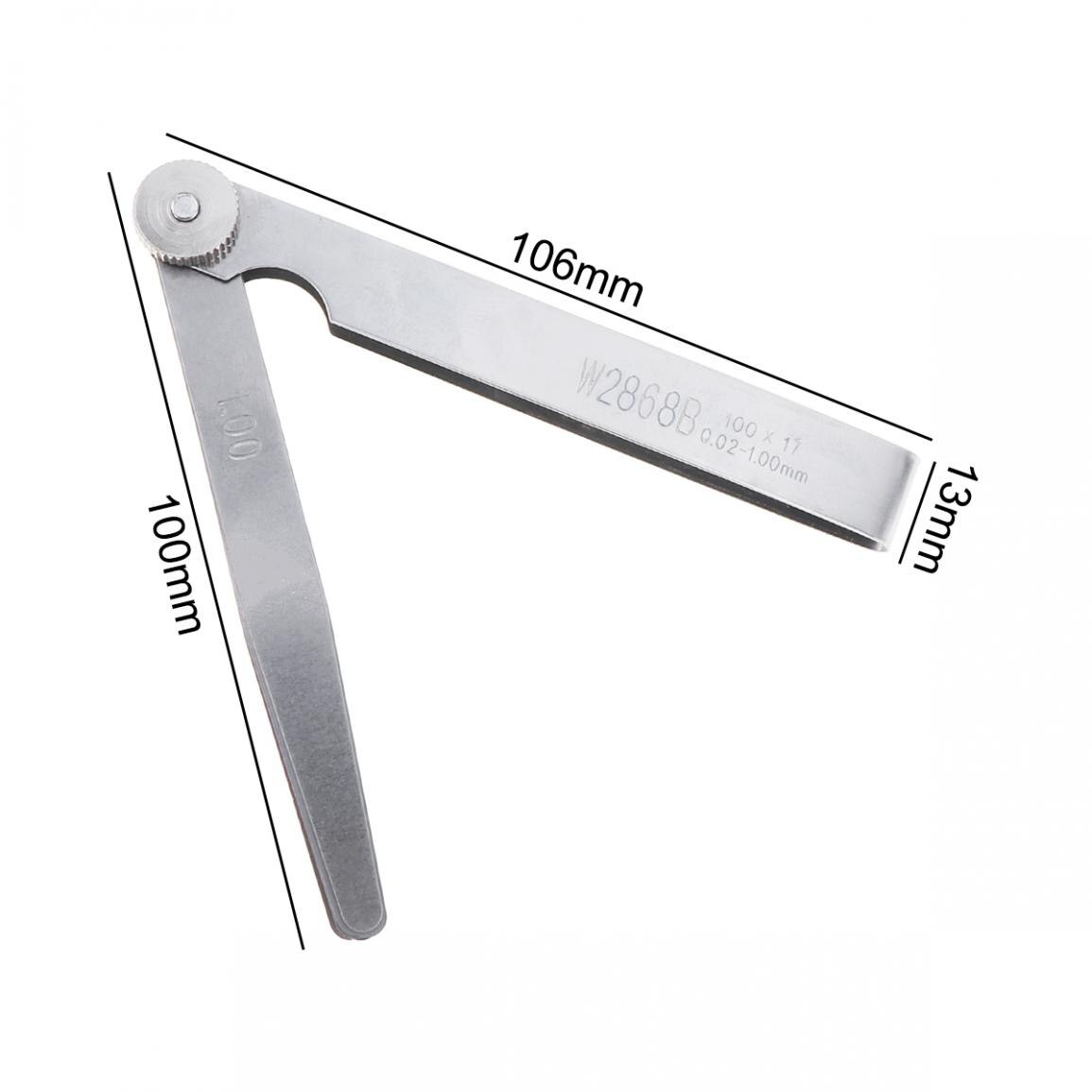 100b 17 blad av rustfritt stål fyllstoffer følerblad måleverktøy med justerbar mumle og 0.02 - 1.00mm måleområde
