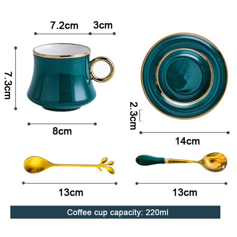 Skandynawska minimalistyczna zestaw filiżanek robić kawy złota granica wzmocniona porcelana trzyczęściowy kubek spodek łyżka kolor pudełko opakowanie CZY9001