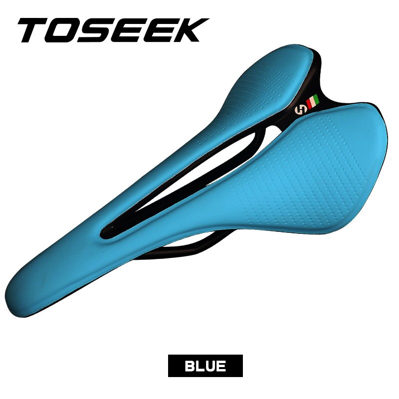 Selle de vélo ultralégère à coussin, siège de vtt de route, de montagne, pièces de bicyclette, noir/vert/blanc/rouge/bleu/rose: blue