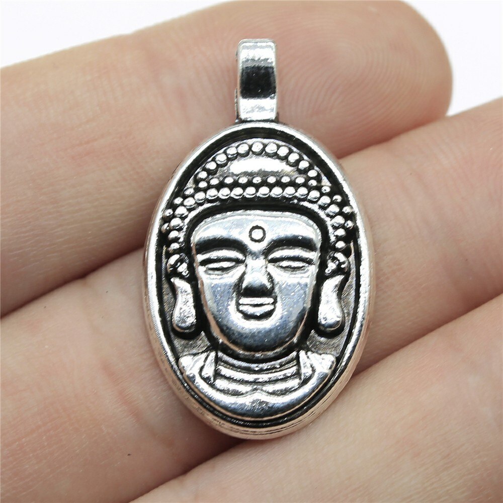 10 stücke Buddha Charme Antike Silber Farbe Buddha Statue Anhänger Reize Buddhismus Buddha Charme Für Schmuck Machen: B10306-32x18mm