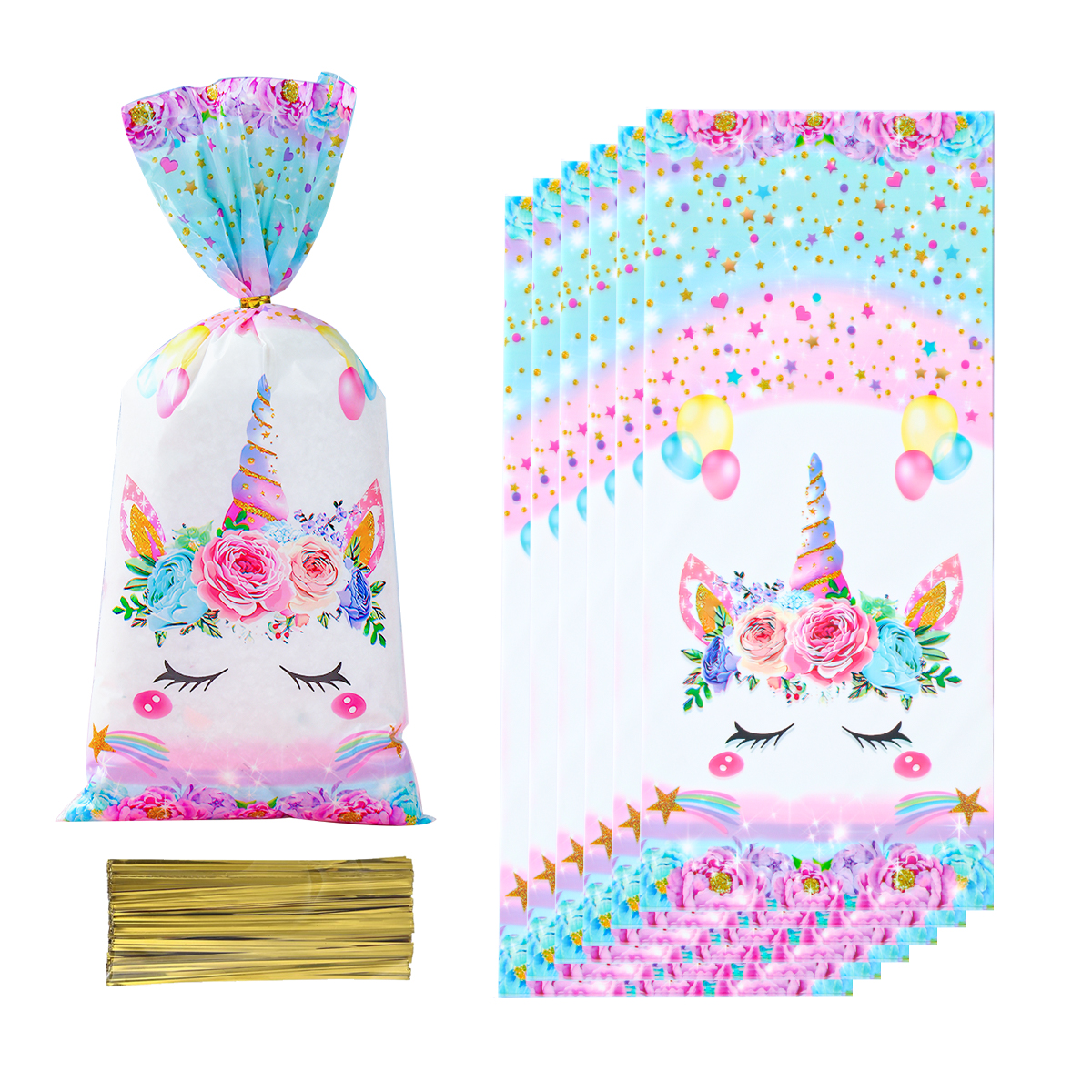 Bolsas de unicornio para dulces, 25/50/100 piezas, embalaje de , decoración de de cumpleaños, bolsa de para niña, suministros de cumpleaños para Baby Shower