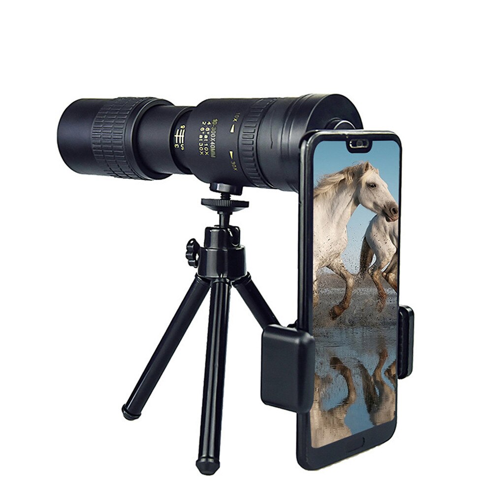 4K 10-300x 40Mm Draagbare Zoom Monoculaire Telescoop Zoom Monoculaire Telescoop + Statief + Clip Mobiele Telefoon Lens Hogh #33: B