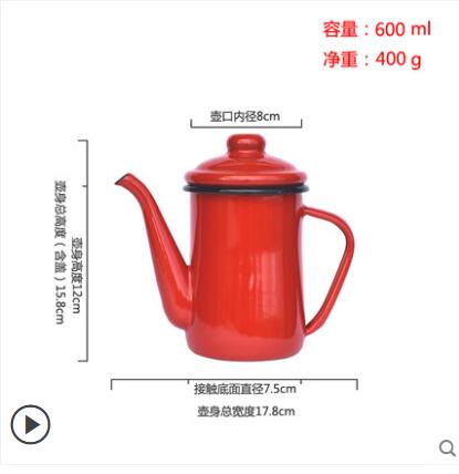 1.1L Emaille Koffiepot Hand Waterkoker Inductie Fornuis Gasfornuis Universele Emaille Vintage Waterkoker Waterkoker Theepot: 1