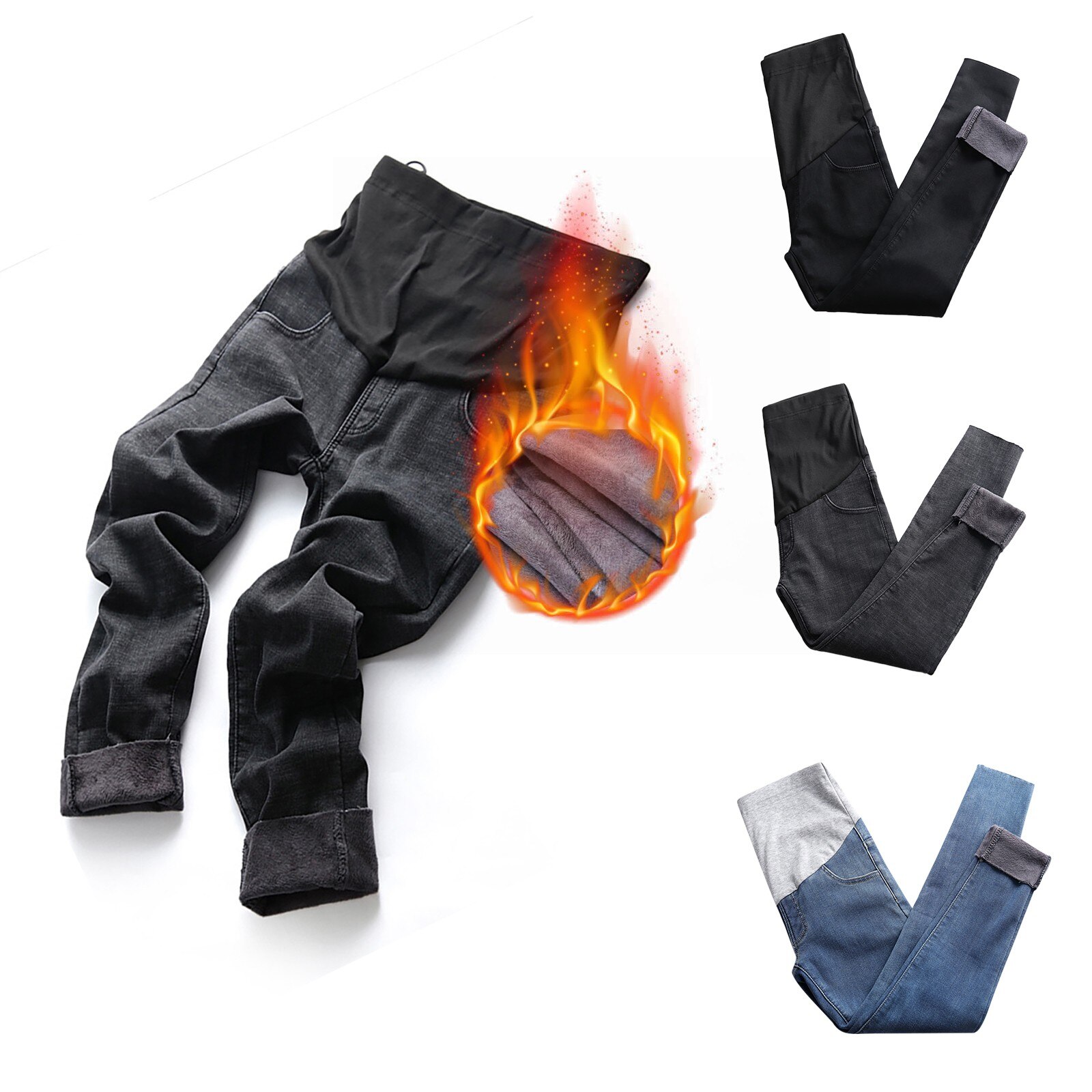 Pregnancy Clothes Women's Solid Maternity Jeans Hole High Flares Ankle Maternity Clothing Jeans Pants For Pregnant Women