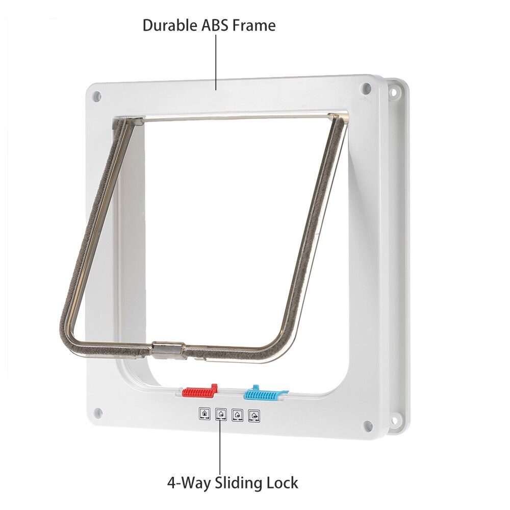 4-Way Locking Pet Door W/ Smart switches keep the house door closed but allow your pet to go in or out freely for Dog Cat Pet