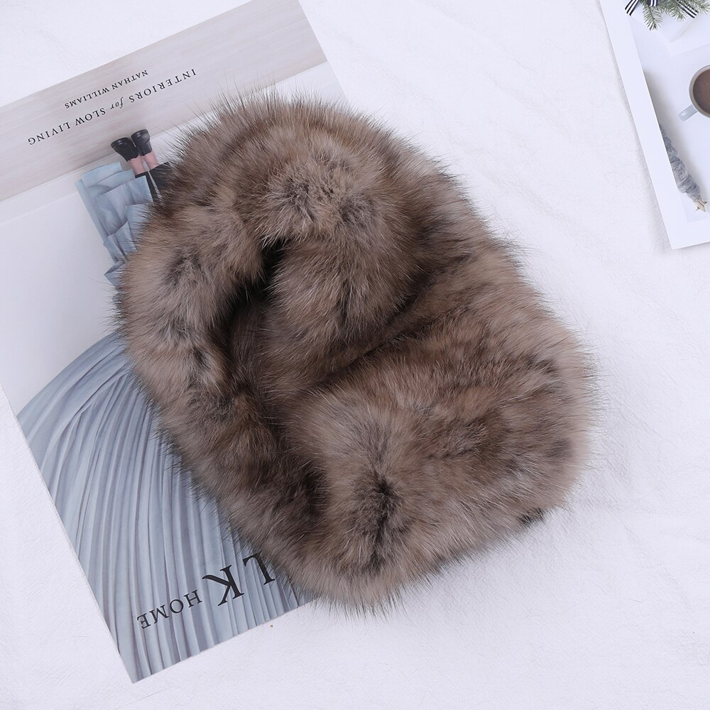 Wysokiej klasy jakości damska 100% prawdziwe sobole futro z dzianiny nieskończoność szalik szalik pani pierścień szaliki Neckwarmer opaski osłona elastyczne