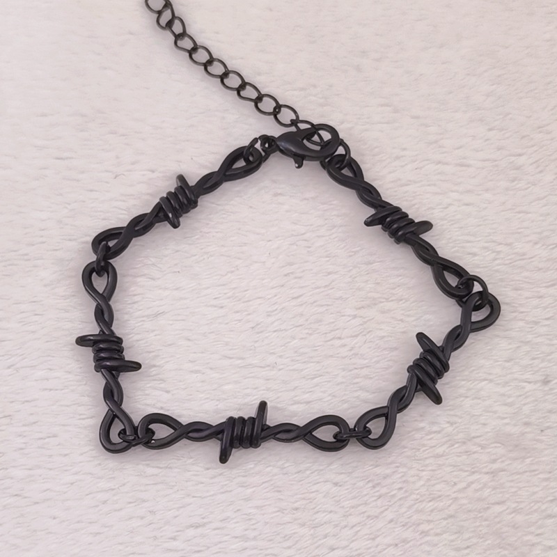 pequeño alambre zarzas hierro negro gargantilla collar mujeres Hip-hop gótico estilo Punk alambre de púas pequeñas espinas cadena gargantilla: De arma