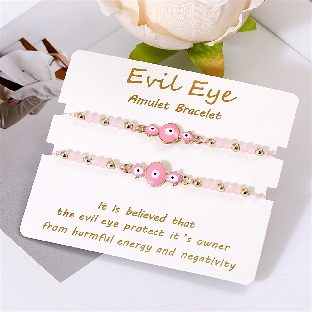 Pulseras turcas contra el mal de ojo para hombres y mujeres, tobillera trenzada de amistad, de protección hecho a mano, joyería de deseo de la suerte, 2-3 piezas por juego: Rodio plateado