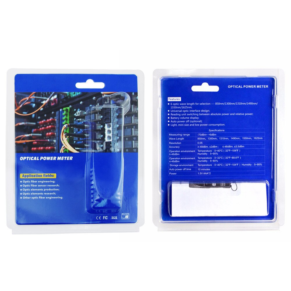 Digital Optical Power Meter Fiber Optic Cable Tester w/ FC Converter for FC/SC/ST 6 Optic Wave Length -70 - 6dBm Measuring Range