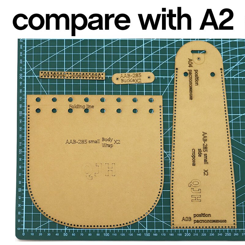 Plantilla de costura de cuero para bolso de mano, plantilla acrílica de bricolaje, patrón de papel Kraft, plantilla de artesanía de cuero hecha a mano, patrón de dibujo de costura