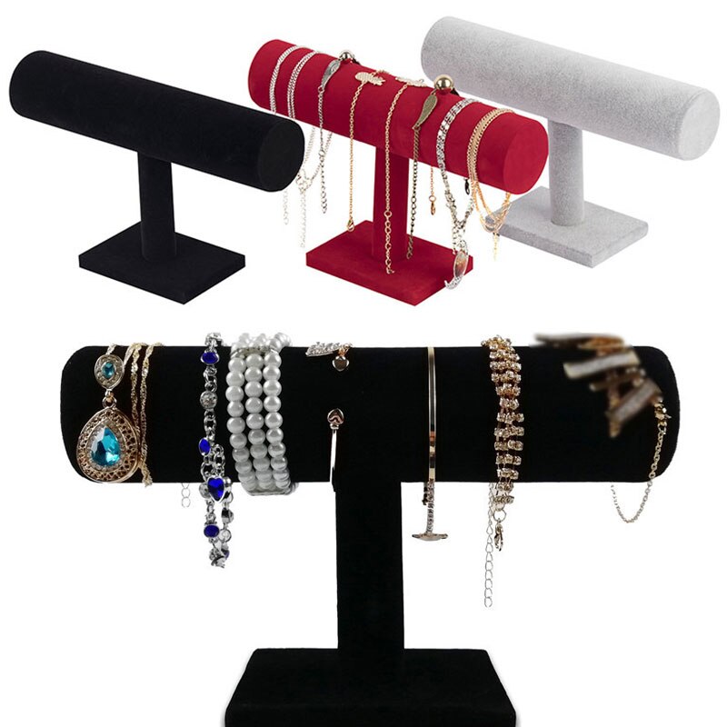 Meerdere Kleuren T-Bar Rack Holder Flanel Sieraden Display Stand Horloge Armband Haarband Hoofddeksels Storage Rack Holder