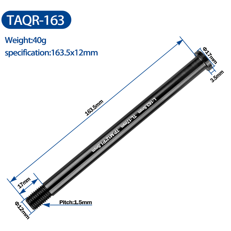 Spiedini a sgancio rapido per asse passante per bicicletta MTB Road Bike perno passante diametro 12/15mm telaio forcella parti perno passante leva a sgancio rapido: TAQR-163 12mm