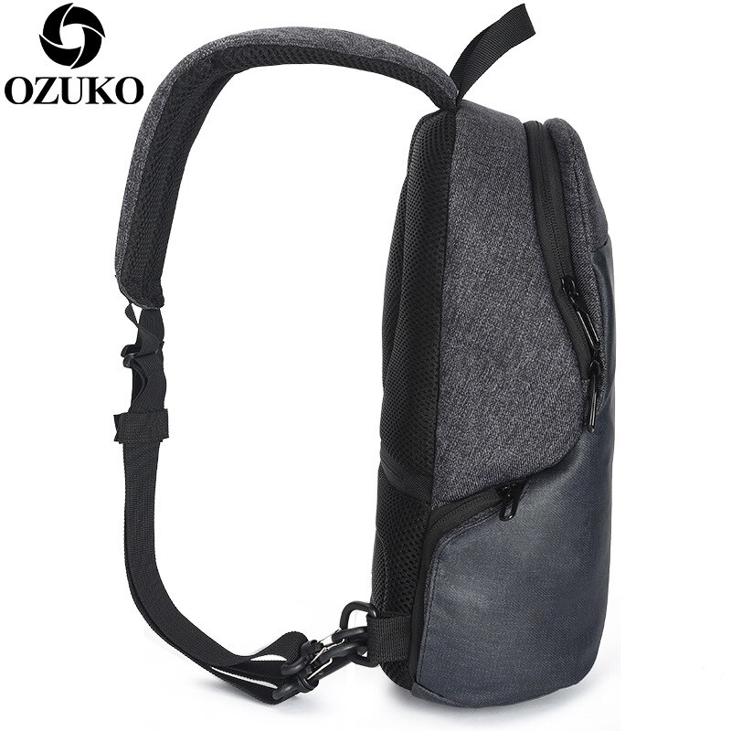 OZUKO hommes poitrine Pack étanche bandoulière sacs grande capacité poitrine sacs lambrissés poitrine sacs multifonction Sac à main