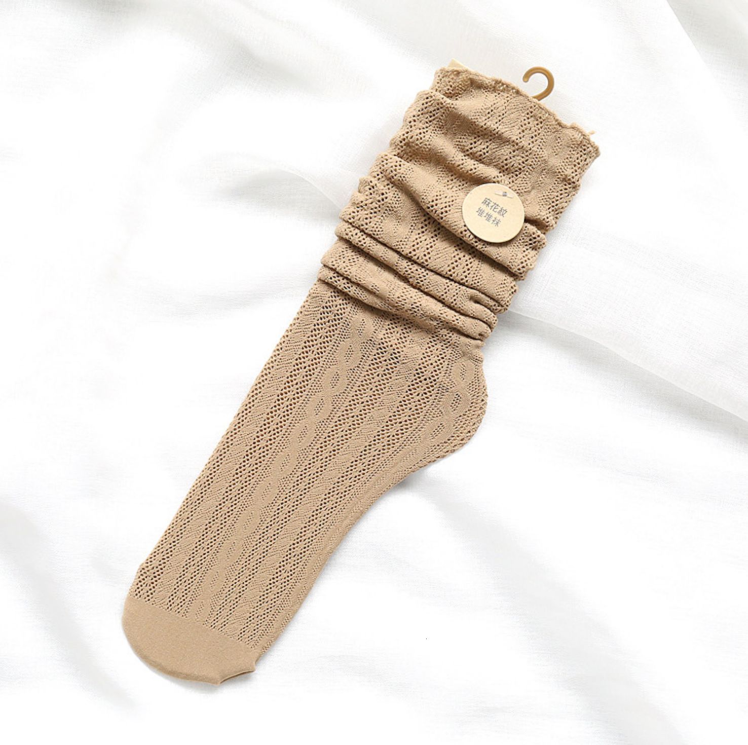 Irtonaiset verkkosukat kesäopiskelijan kawaii-sukat röyhelösukat joustinneuleiset sukat: Khaki