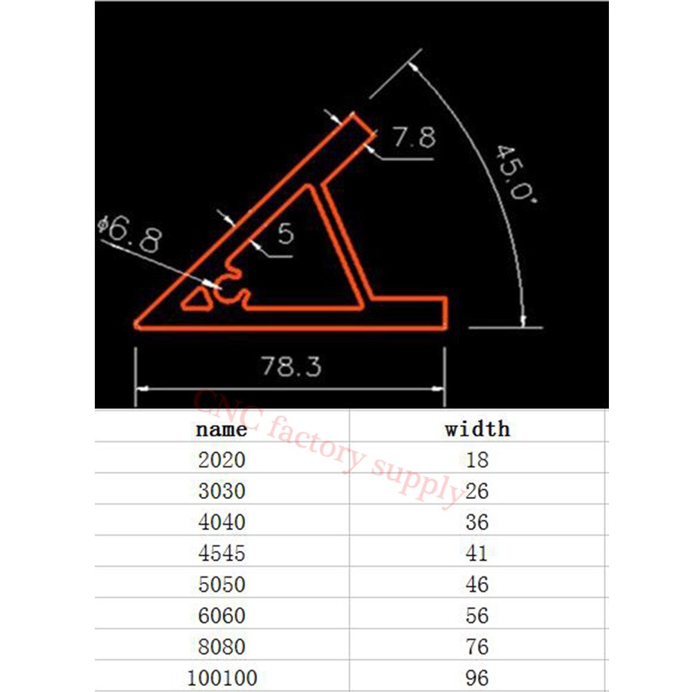 Aanpassing 45 Graden Ingeschreven Hoek Beugel Hoek Connector Eu Standaard 20/30/40/45/50/60/80 Serie Aluminium Profiel Delen