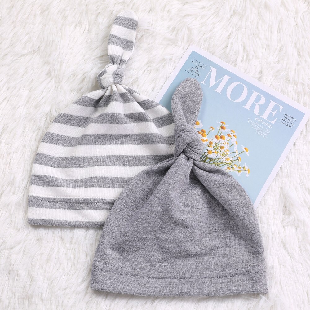 Chapeaux noués en coton pour bébés, bonnets de sommeil unisexes pour garçons et filles, jolis chapeaux de bébé ajustés pour -nés, 100%