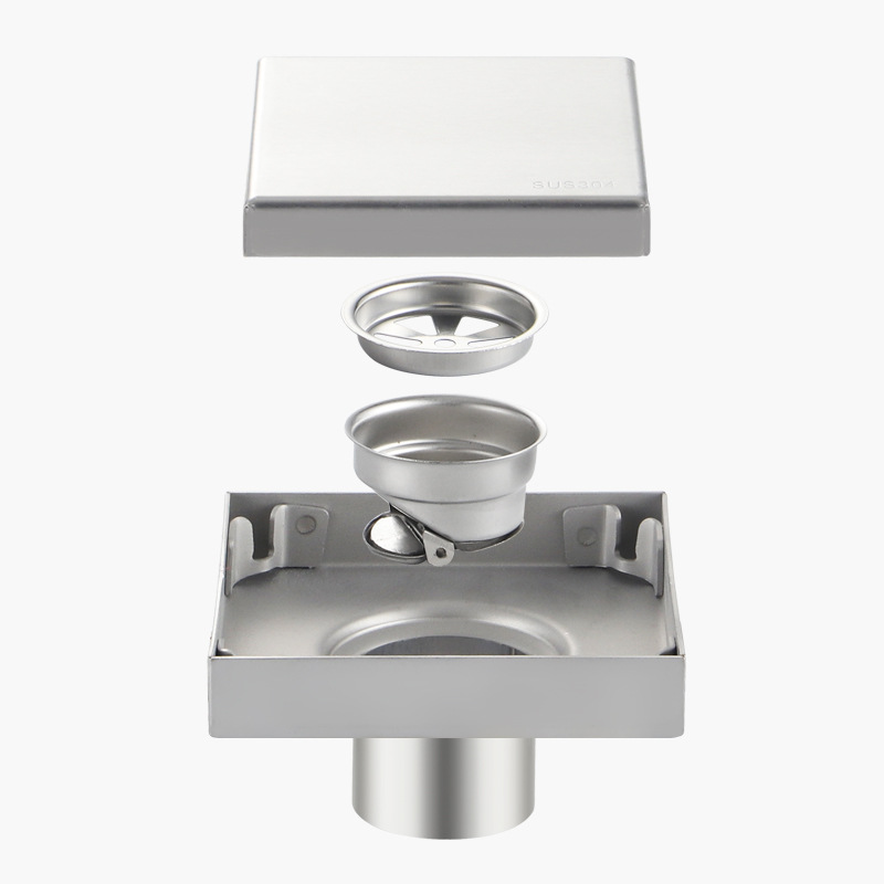 Siphon de sol invisible en acier inoxydable 304, drainage GNE, anti-odeur, noir, carré, salle de bain, toilette, salle de douche