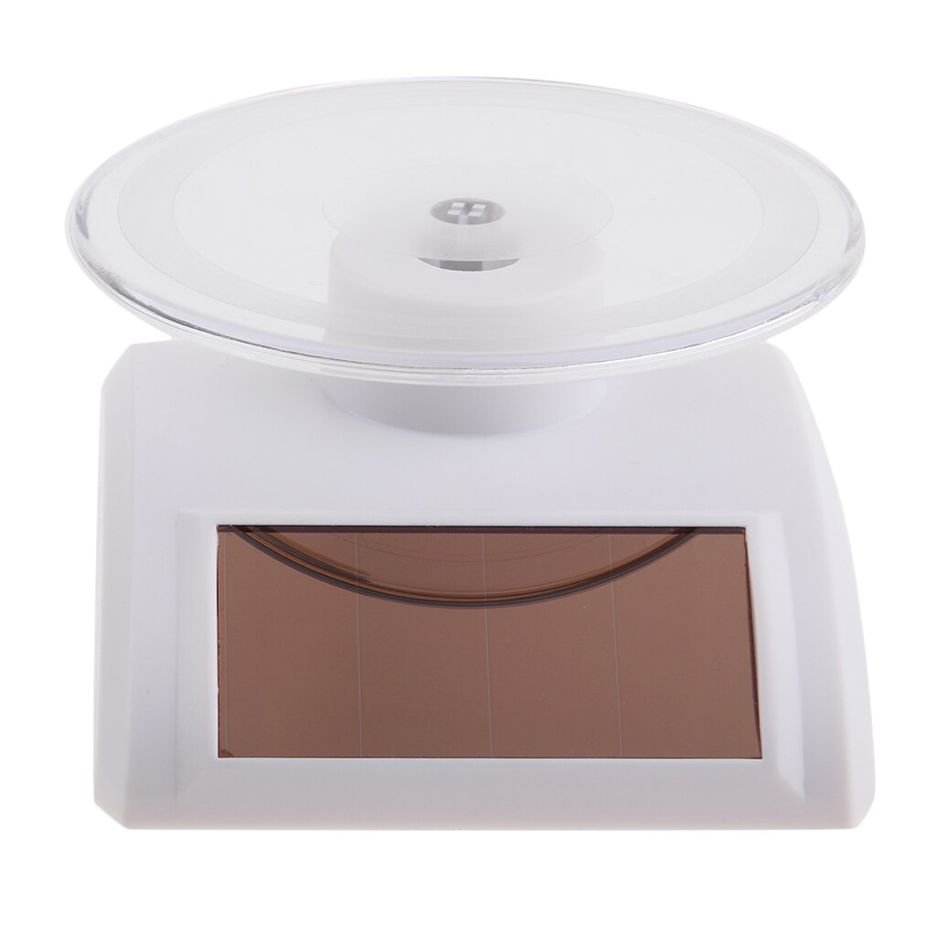 Mini Solar Powered Turntable Rotating Display Stand Holder Watch Phone Jewelry 360 Degree Rotating Jewelry Display: White