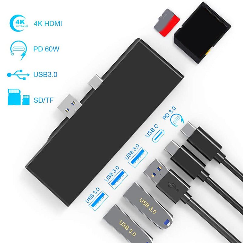 Estación de acoplamiento para Surface Pro 7, USB tipo C, Surface Pro 7 en 1, Hub para Surface Pro 7, accesorios