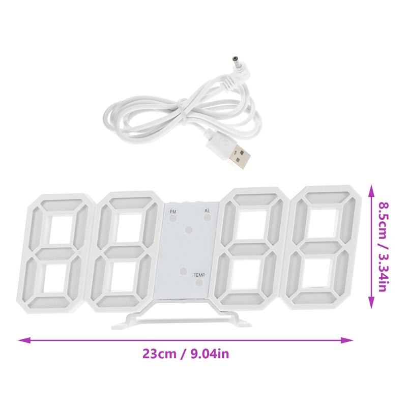1 Set Wall-mounted LED 3D Clock Home Wall Digital Clock Useful Alarm Wall Clock
